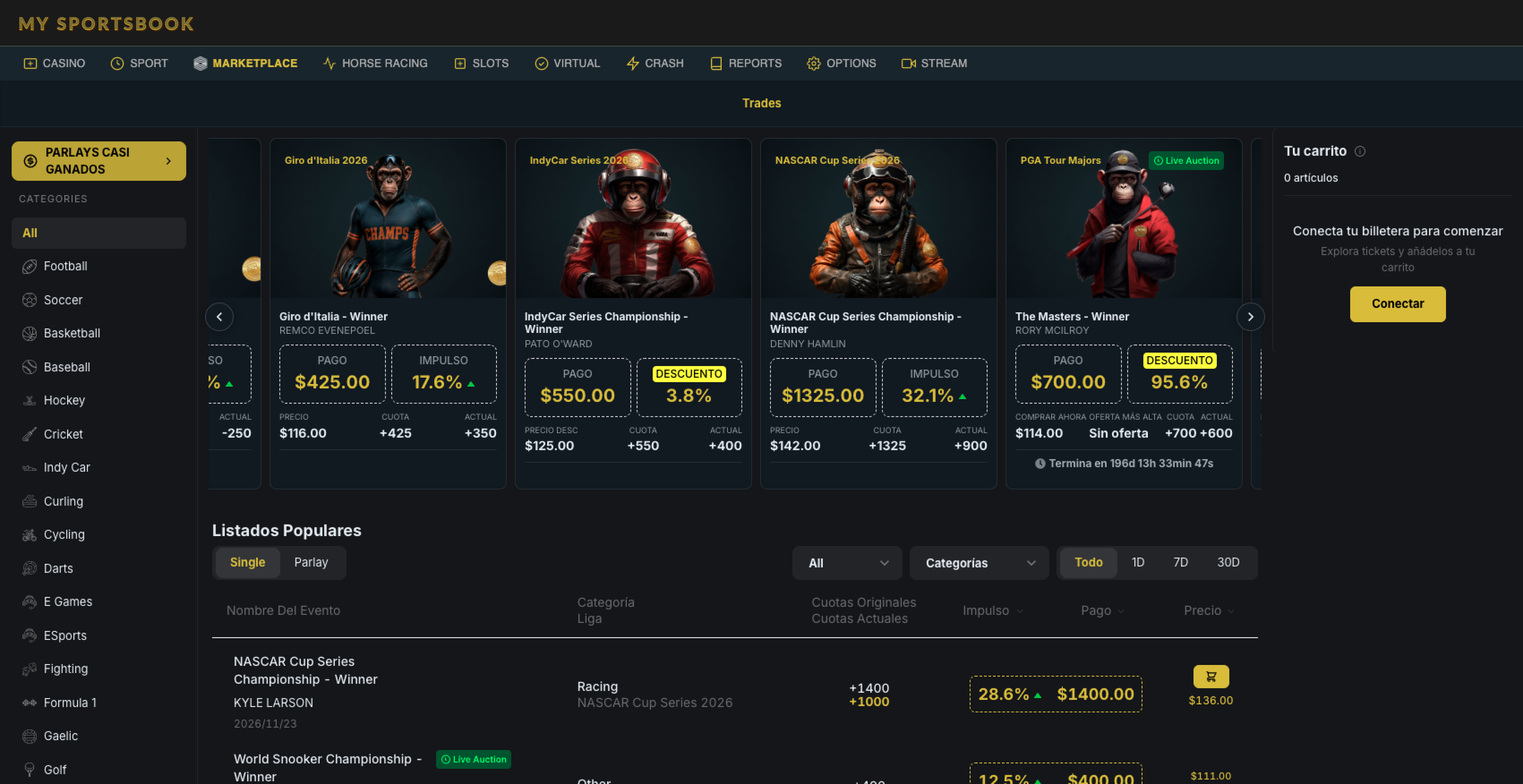 Dashboard del Local Marketplace de BetSell