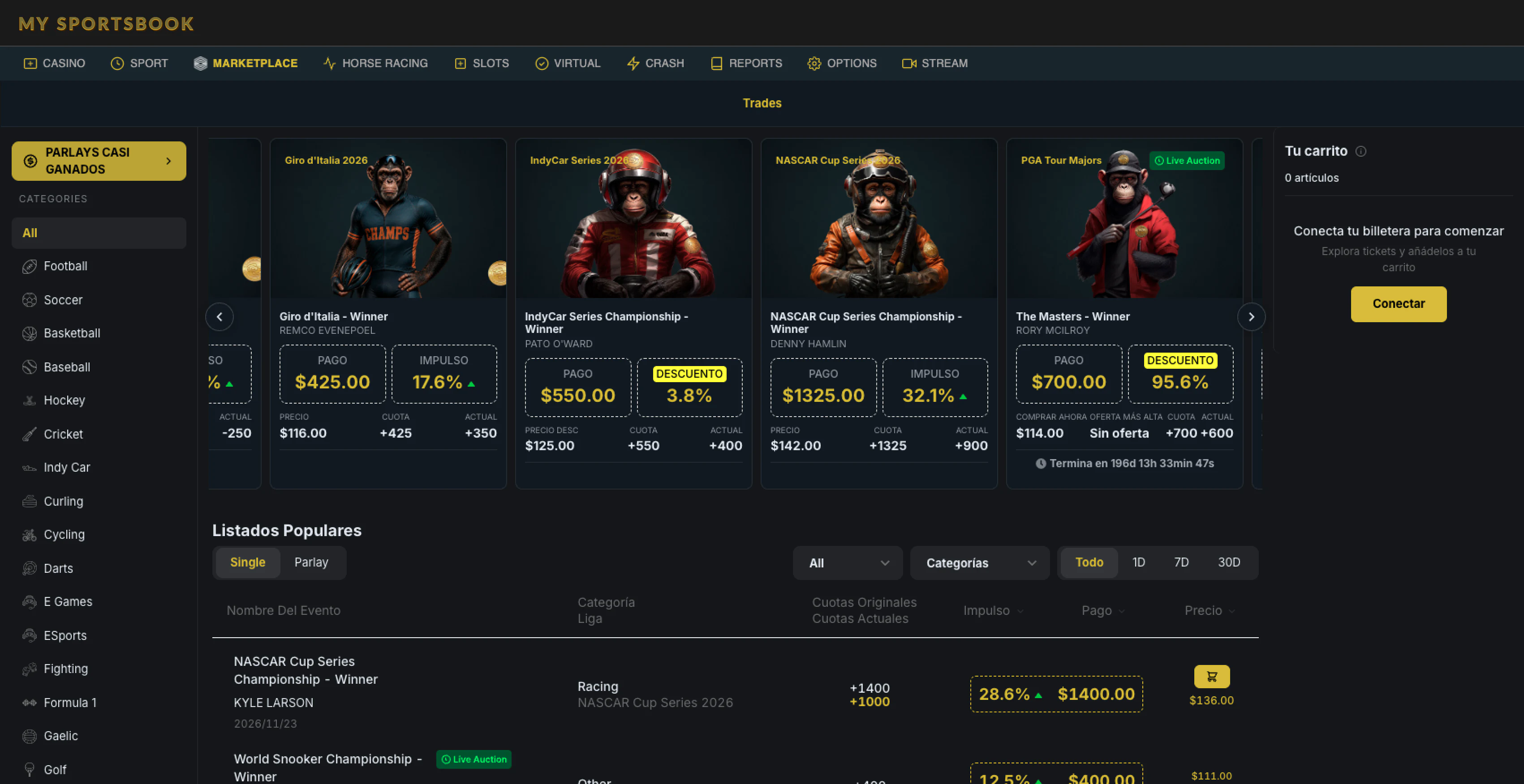 Dashboard del Local Marketplace de BetSell